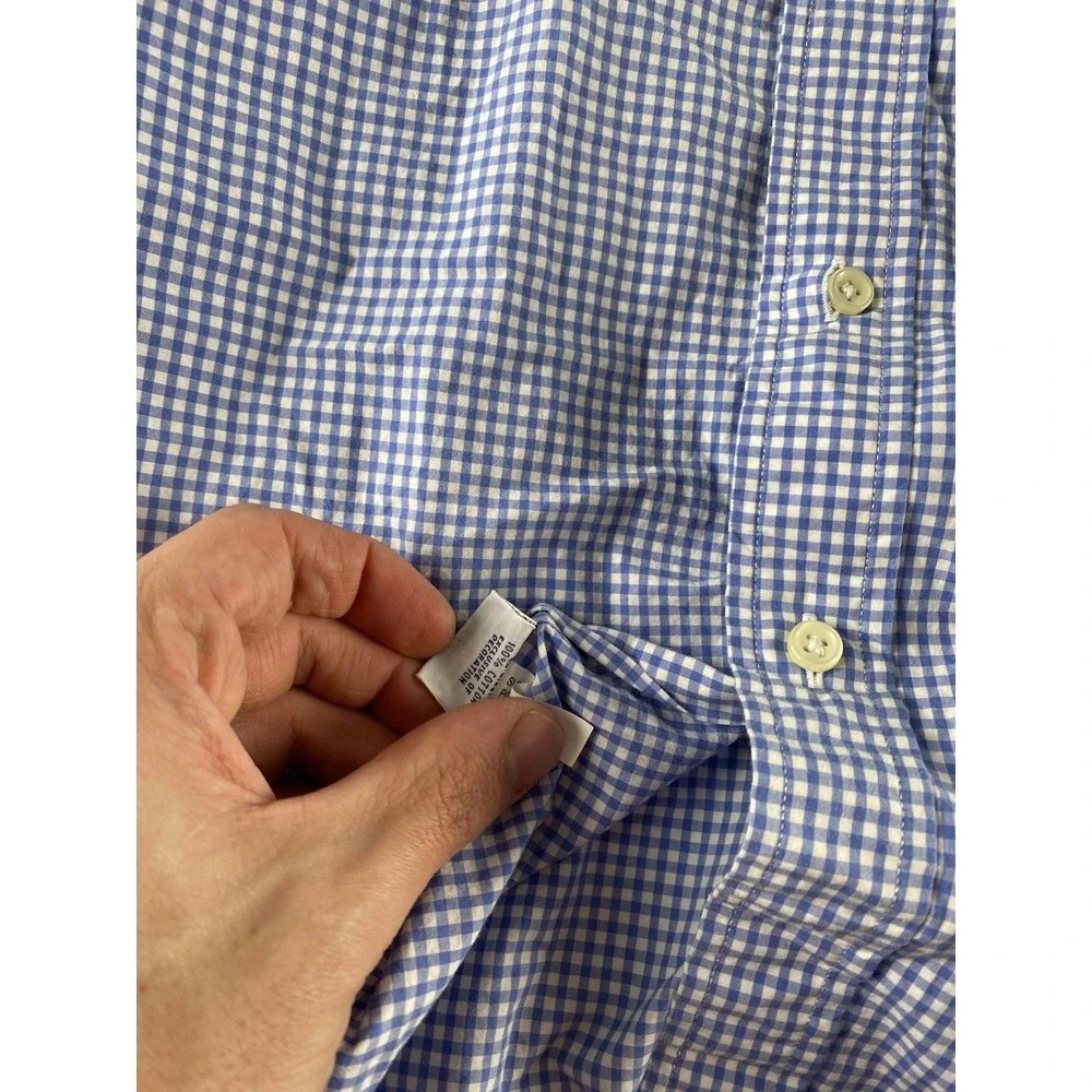 Polo Ralph Lauren Blue/White Gingham Check Shirt Pink Pony Mens XL Preppy Cotton